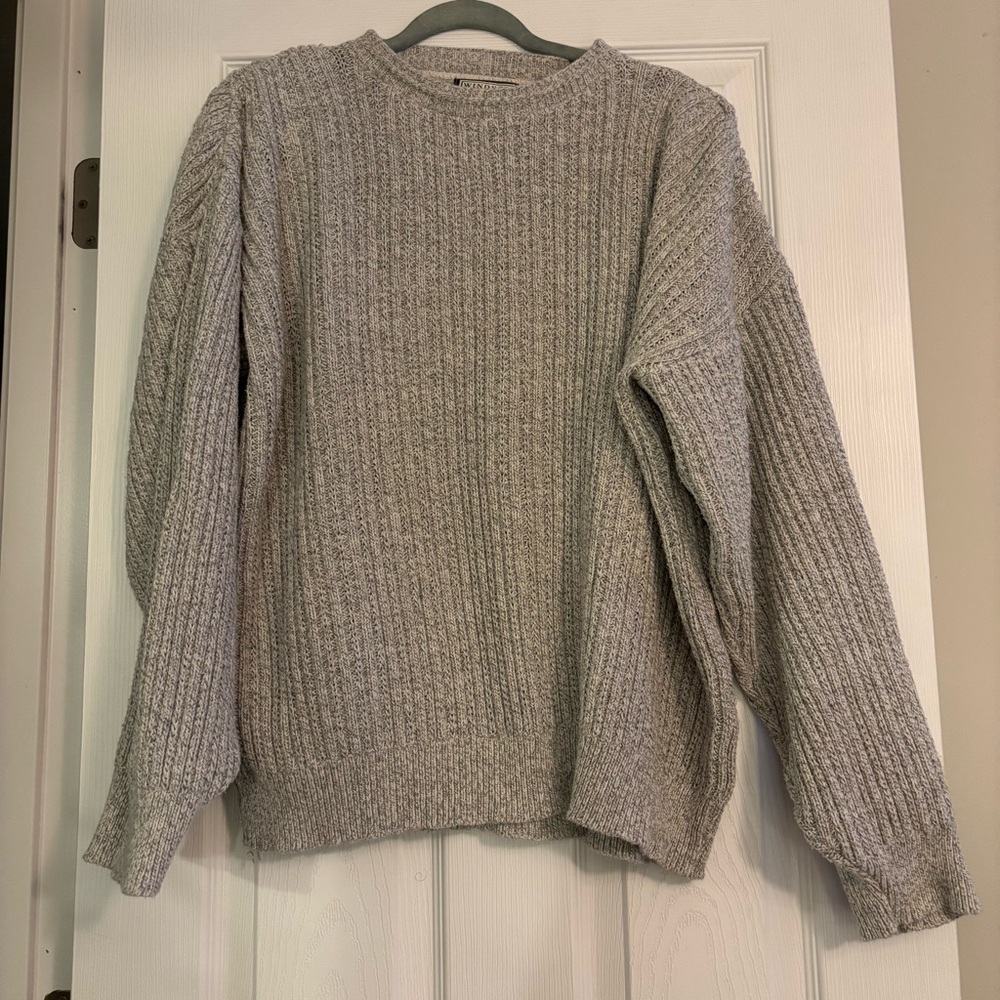 Windsor Men's Light Gray Ribbed Crewneck Sweater